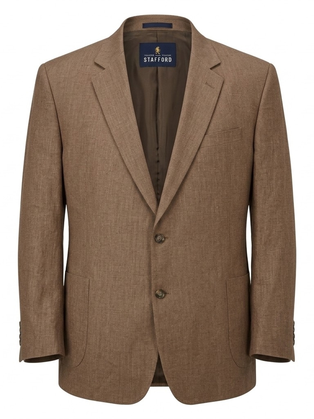 Stafford Big & Tall 54 Blong Brown Linen Cotton Herringbone Sport Coat
